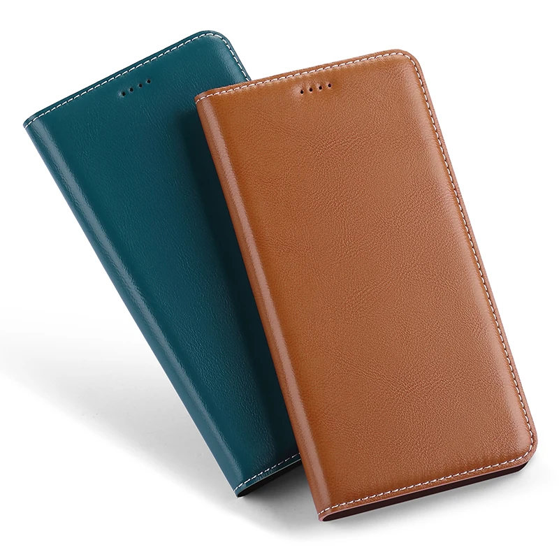 Elegant Real Leather Phone Case with Kickstand and Card Pocket Flip Cover