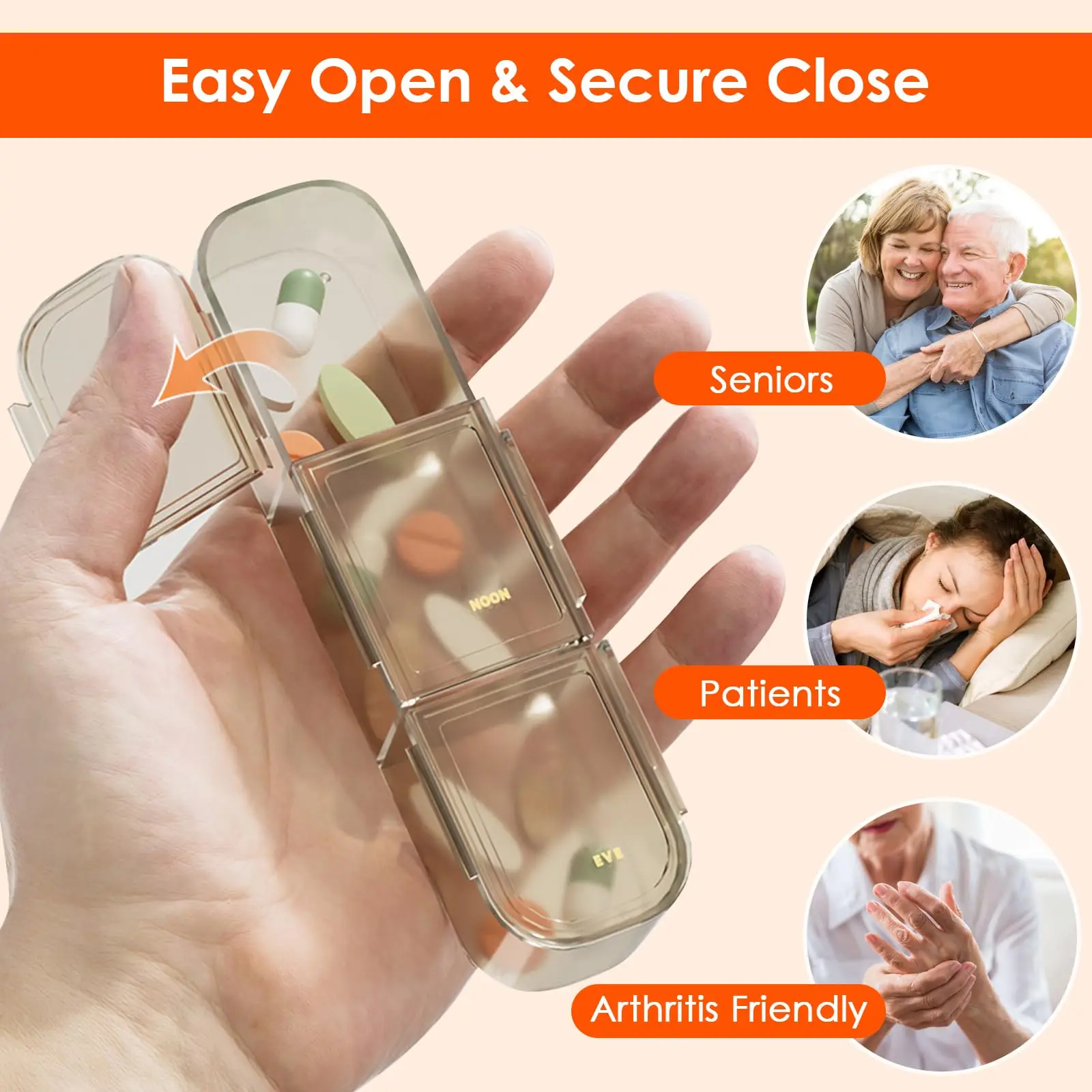 Large Weekly Pill Organizer with Dispenser and Medicine Storage