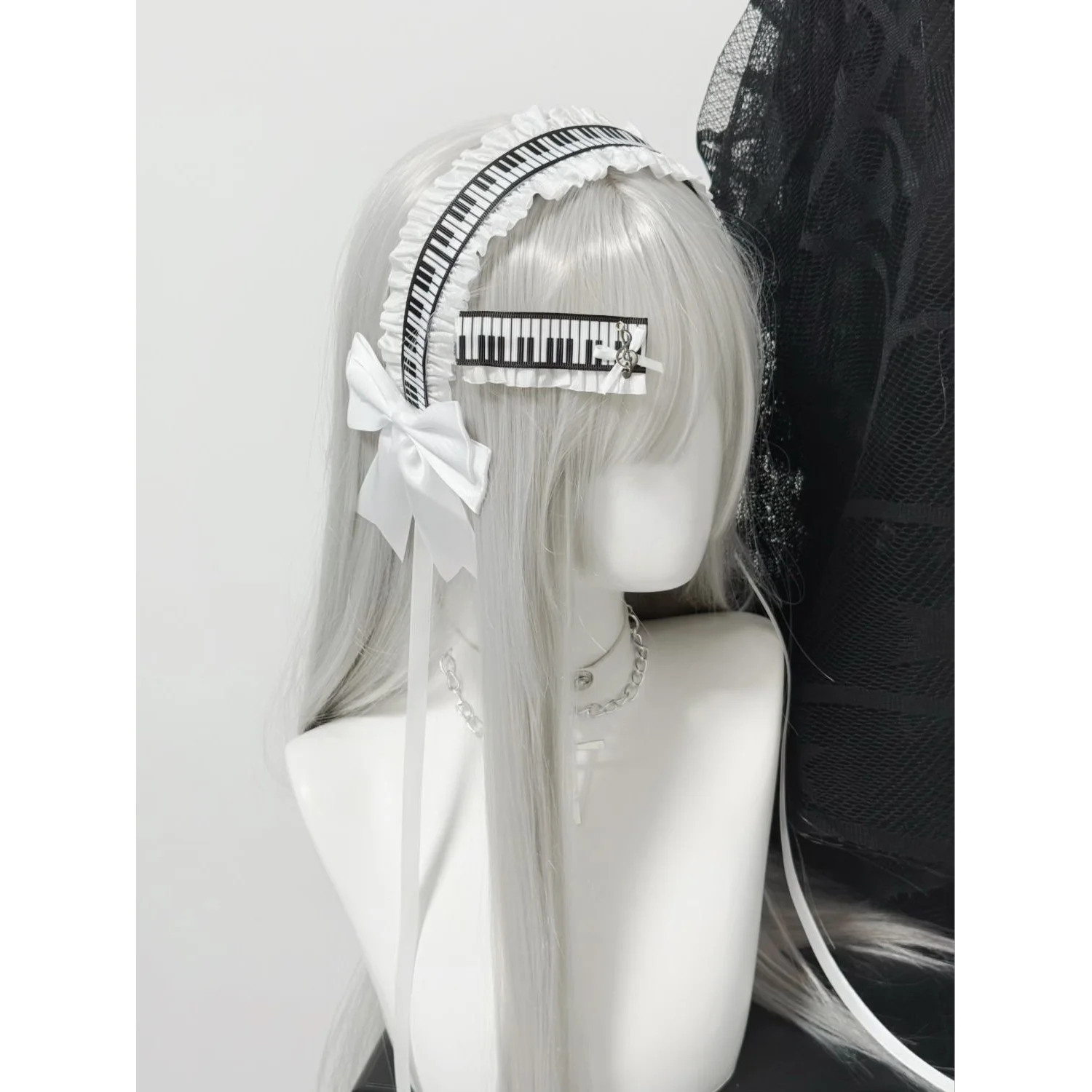 Gothic Lolita Lace Headband with Hair Clips