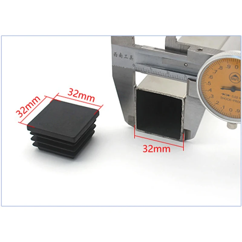 Black Square Plastic End Caps for Table or Chair Feet Protection