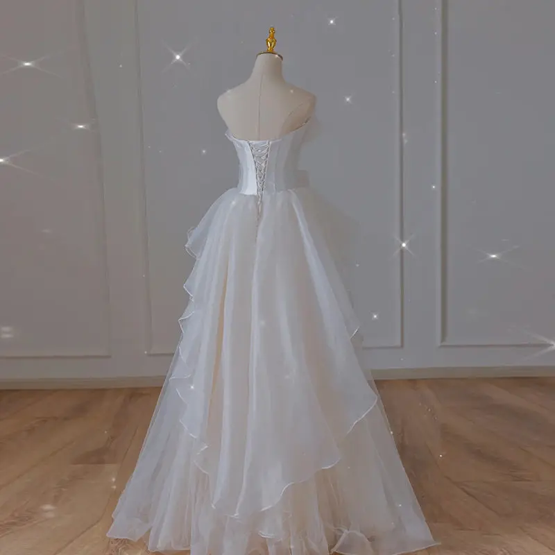 MK1595-Elegant strapless backless wedding dress