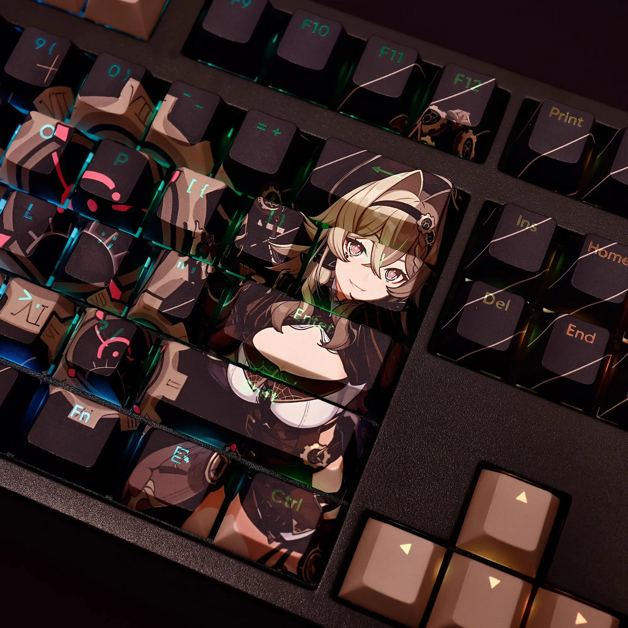 Anime Gaming Keycaps Grupo Keycap Pbt Dye Subbed Backlit Teclado Honkai Impact Vill-v Ansi 61 87 104 108 Chaves - Imagem 6