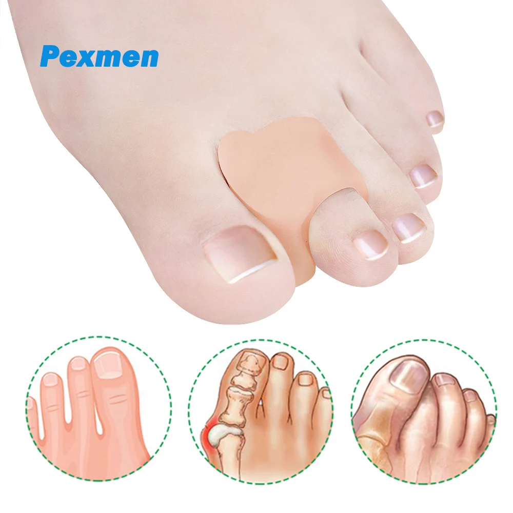 Pexmen 2/4Pcs Toe Separators Gel Toe Spacers Bunion Corrector for Overlapping Hallux Valgus and Hammertoe Foot Care Tool