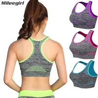 Mileegirl Shockproof Quick Dry Sports Crop Top Women Padded Gather Yoga Bra Push Up Gym Running Seamless Workout Fitness Bra