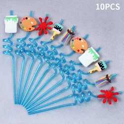 Spiral Art Reusable Straws for Student Parties and Campus Gatherings (Light blue)