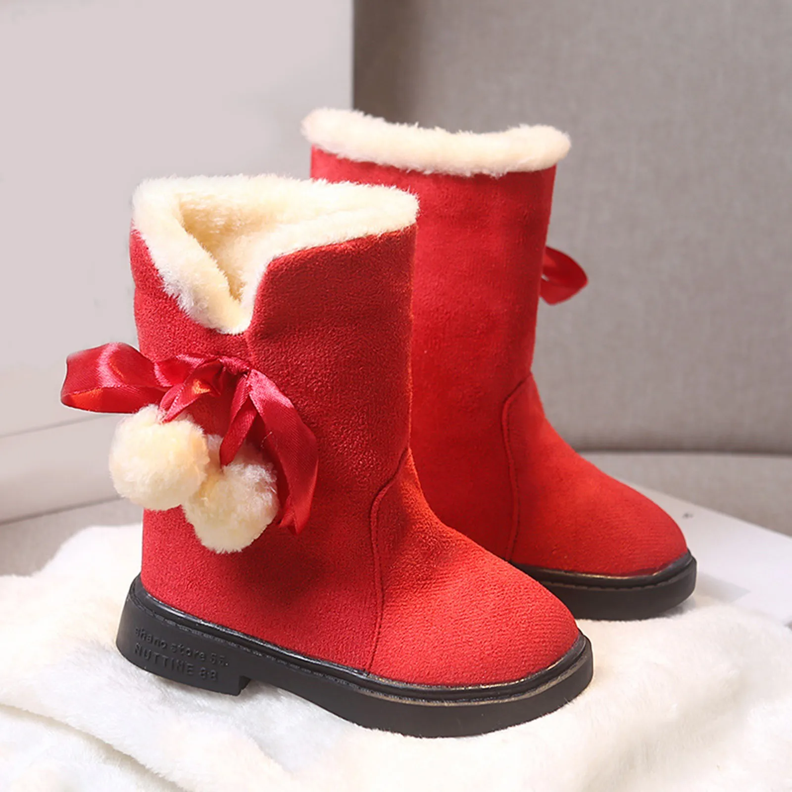 Botas-de-invierno-para-ni-as-botas-rojas-navide-as-de-felpa-c-lidas ...
