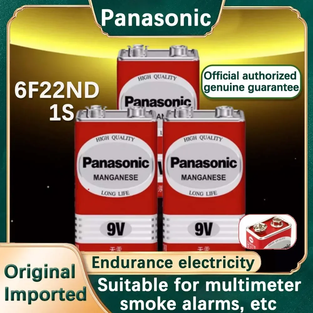 Alkaline Battery Disposable Battery 5PCS Panasonic 9V 6F22ND Alkaline Battery for Alarm Wireless Microphone Mercury Free Long working life