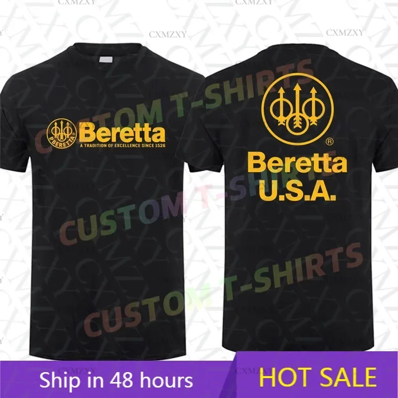 T-shirt da uomo casual con stampa Beretta, armi e armatura, grafica estiva, maniche corte, 100% cotone, streetwear, taglie S-3XL, maglietta cool