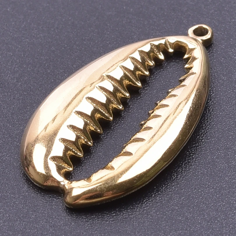 5pcs/Lot Marine Animals Charm Shell Fish Tail Hippocampus Japonicus Stainless Steel Pendants For Jewelry Making Bulk Gold Color