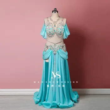 customized Belly dance performance costume new sexy oriental dance group dance costume big swing skirt