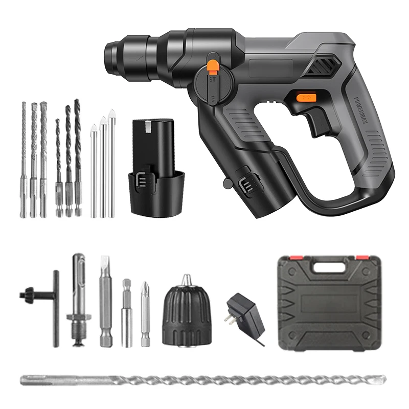 

12V 500W Cordless Electric Hammer Drill Multifunction Drill Electric Screwdriver Rechargeable Lithium-Ion Wireless Hammer Drill