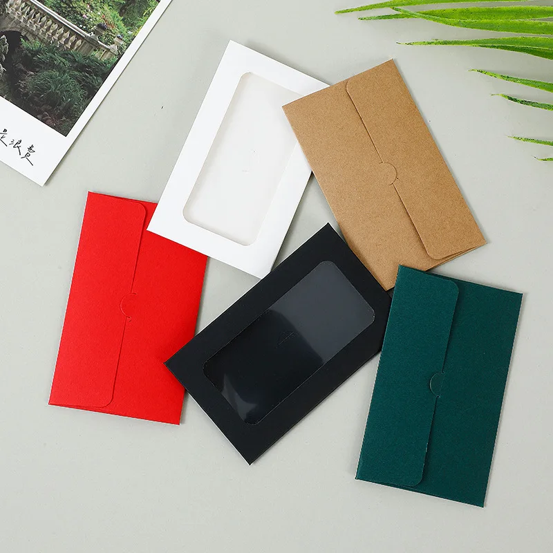 50pcs/lot Kraft paper envelopes Mailing envelopes Mini envelopes Window envelopes Mini Envelope Postcard Window Opening