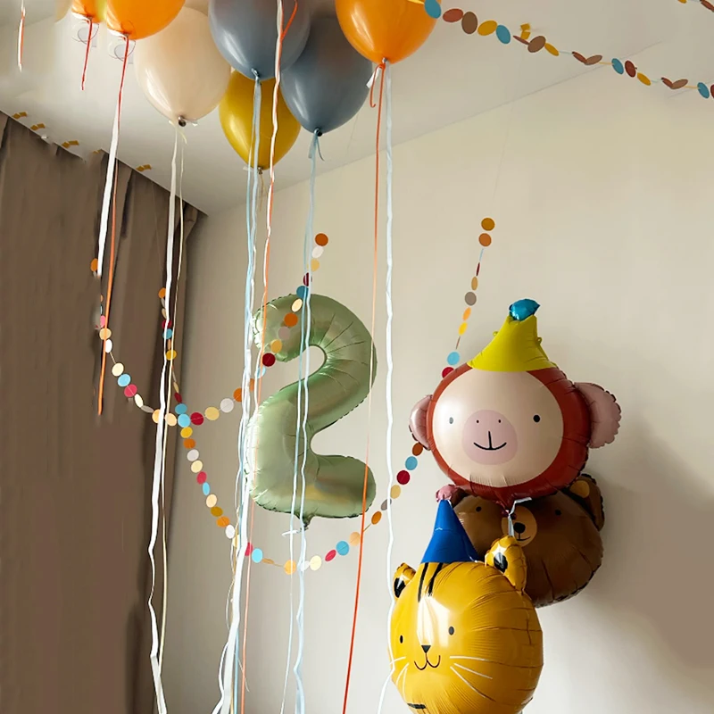 4 stücke Mix Tier Kopf Aluminium Film Ballons Schöne Affe Katze Löwe Bär Kinder Geburtstag Folie Ballon Fotografie Prop Party gefälligkeiten