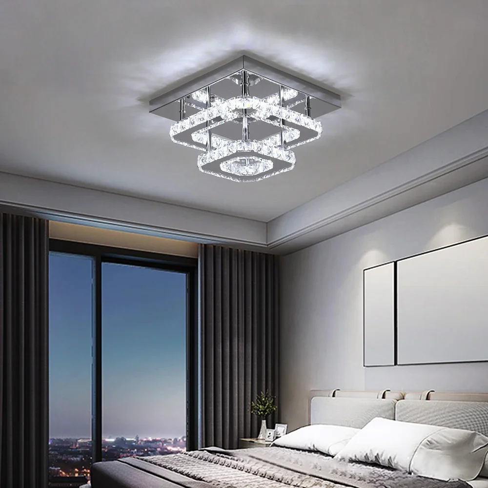 Crystal LED Ceiling Lamps K9 Living Room Stainless Steel Chandelier Luminaire For Hallway Aisle Plafon Lustres Lighting Fixtures led chandelier ceiling chandelier art lighting fixtures