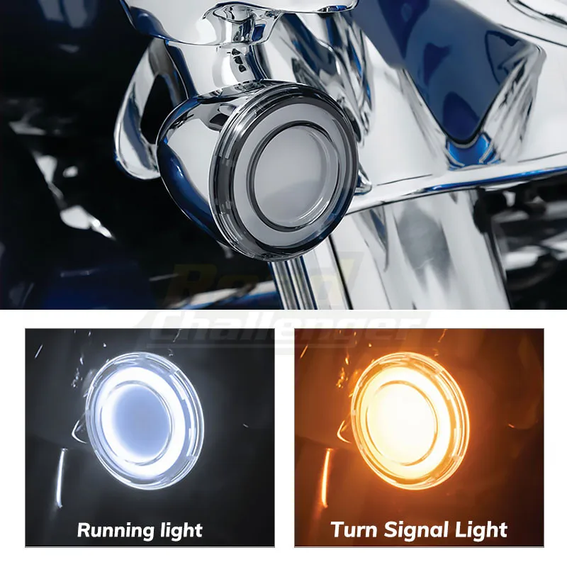 Per Harley Road Glide Accessori Anello Tracer Led Forward Turn Signal Conversions 1157 Bullet Style Single-Curcuit Smoke Lens