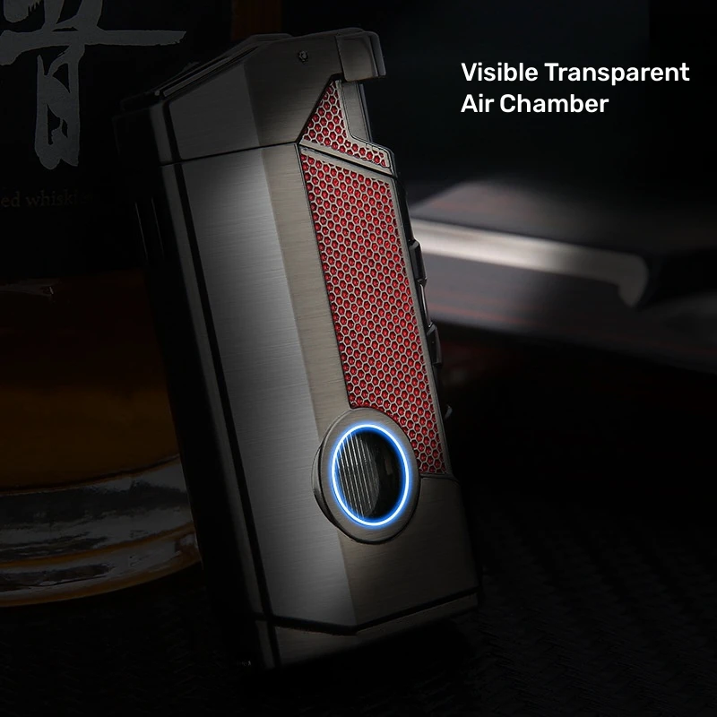 Honest Windproof Three Fire Direct Blue Flame Lighter Inflatable Gas Lighter with Cigar Tool High-end Business Men's Gift 4