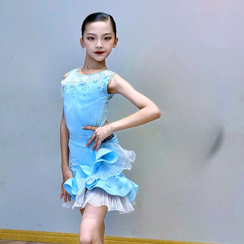 

Cha Cha Salsa Tango Samba Dress Kids Tango Skirt Carnival Wear Dancewear Latin Salsa Costumes Tassel Girls Dance Outfits