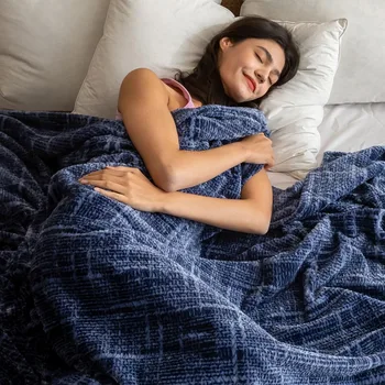 Cozy 3D Jacquard Navy Blue Fleece Throw Blanket 50x60 Perfect for Living Room Sofa Bedroom Lounge or Outdoor Relaxation Soft Wa 4