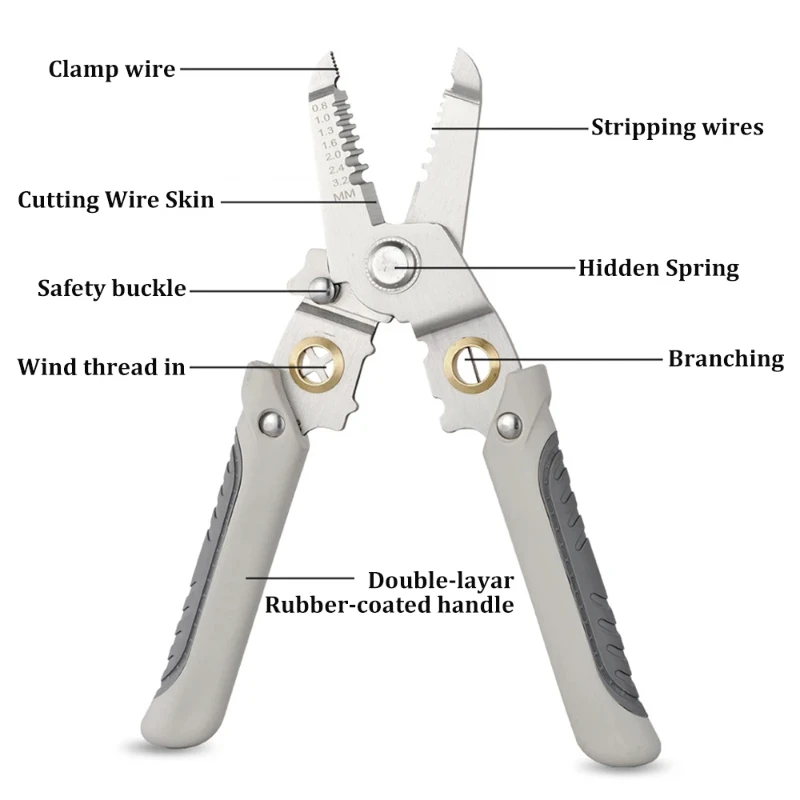 Multi-Function Professional Elbow Wire Stripper Pliers Crimping Tool Cutter Wiring Scissors Electrician Wire Crimping Hand Tool