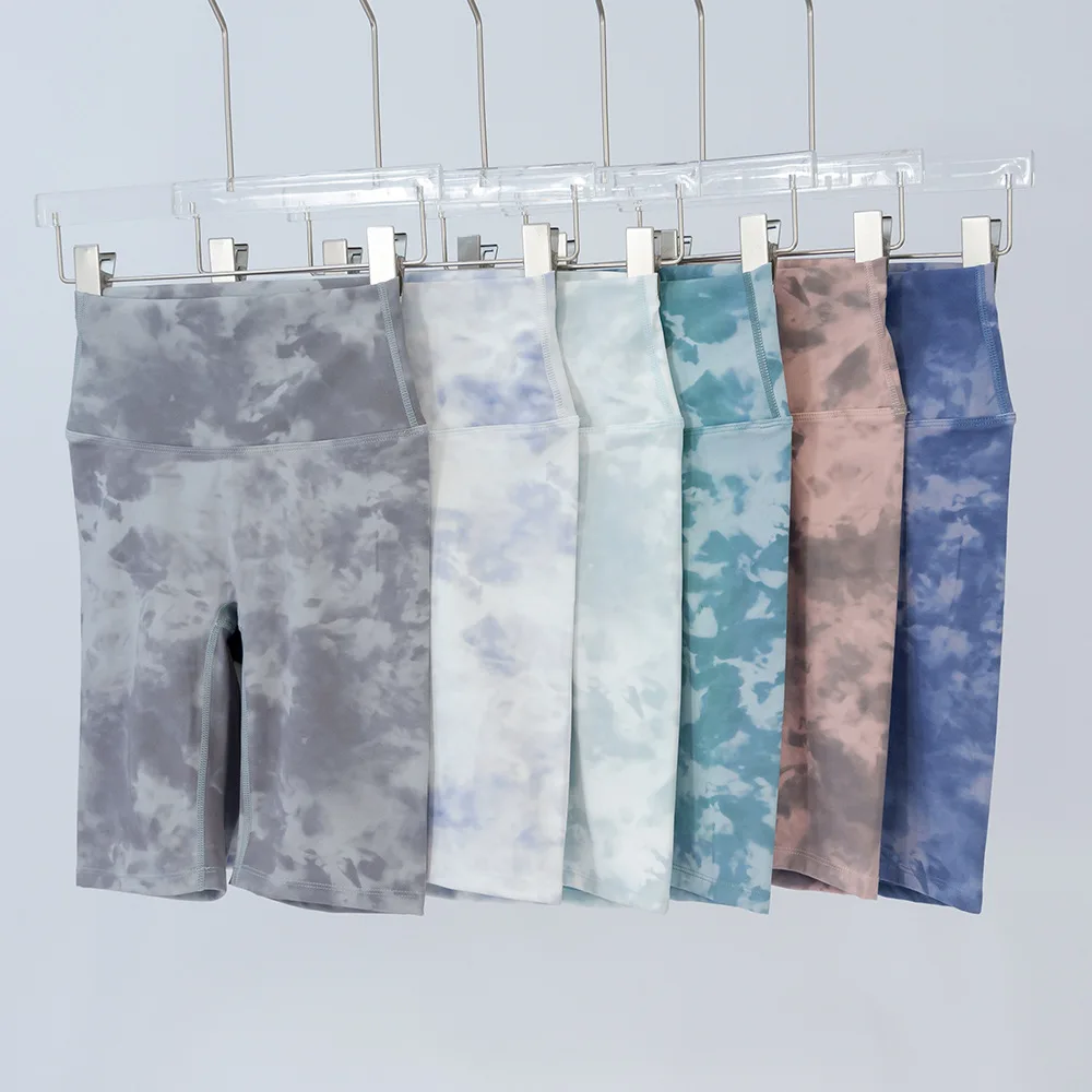 

Tie Dye Align High-Rise Printed Short Cycling Sports Shorts Breathable Sportwear With Logo Tight Fit Leggings with Hidden Pocket