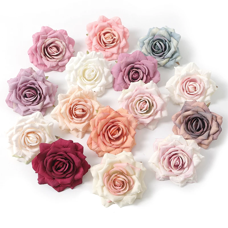 3/5 Stücke 10 cm Rosen Künstliche Blume Hause Raumdekoration Weihnachtskränze Hochzeit Braut Zubehör Blumen Wandzubehör