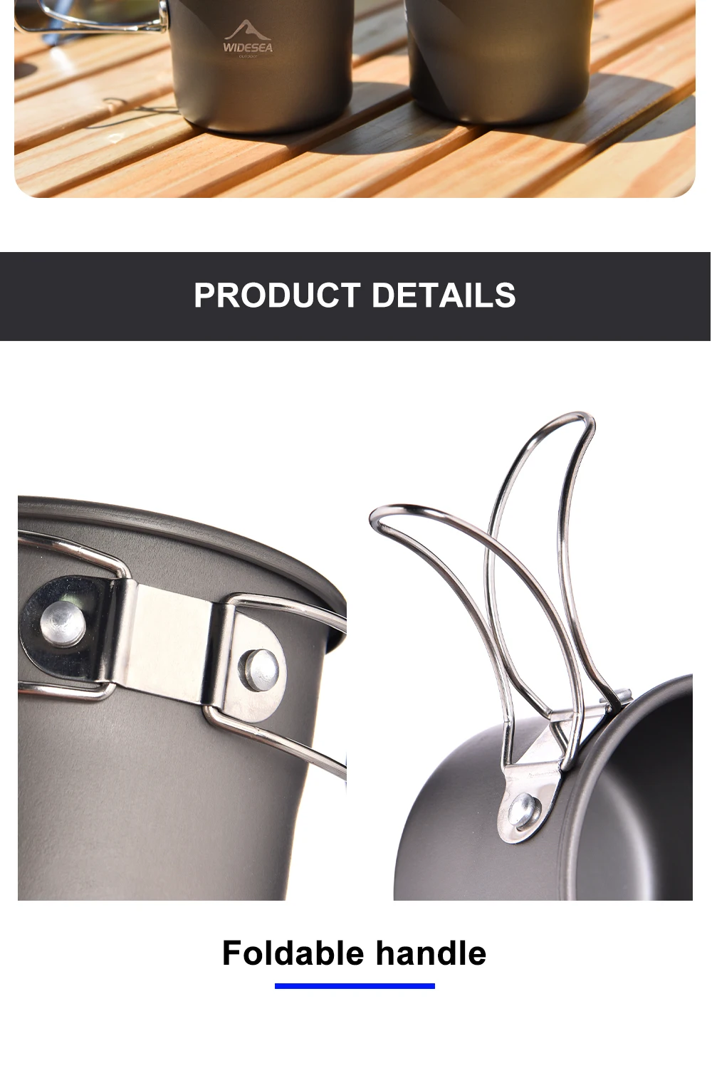 Description Picture 3 of itemWidesea Camping Mug Outdoor Coffee Tea Aluminum Cup Tourism Tableware Picnic Cooking Supplies Equipment Tourist Trekking Hiking