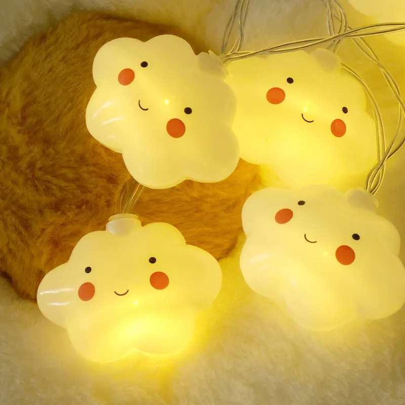 LED 조명 스트링 귀여운 웃는 얼굴 클라우드 화환 조명, 웨딩 파티 거실 크리스마스 트리 화환 장식 램프 스트링, 1.5m
