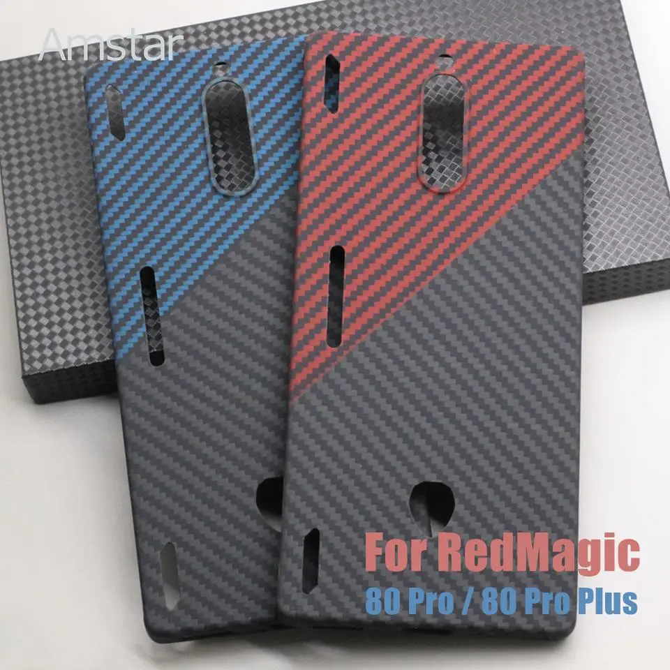 

Двухцветный чехол Amstar из углеродного волокна для телефона Nubia RedMagic 8 Pro Plus, ультратонкие чехлы из арамидного волокна Red Magic 8 Pro