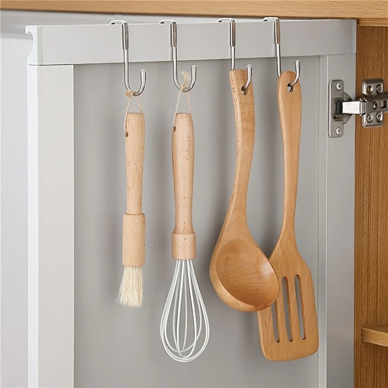 Stainless Steel Hook 2pcs Heavy Duty Stainless Steel Over-the-Door Drawer Cabinet Hooks Double S-Shaped Holder for Towels Clothes and Sundries