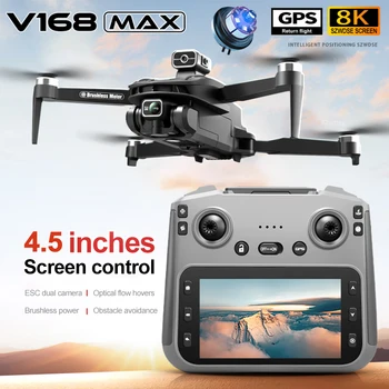 V168 MAX GPS Drone Professionale 8K Fotocamera Antenna FPV Brushless Evitare Ostacoli con Droni Pieghevoli con Telecomando a Grande Schermo