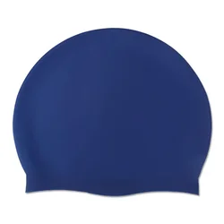 Premium Universal Silicone Swim Cap with Ear Protection (Dark blue)