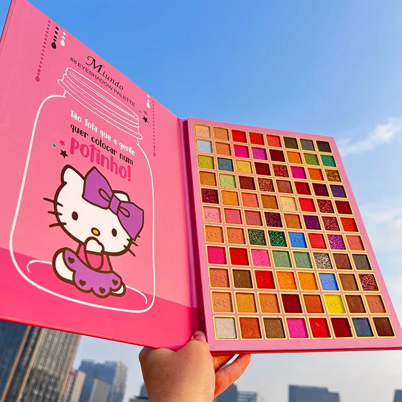 

Sanrio Hello Kitty Anime 88 Color Eye Shadow Palette Glitter Pearly Eyeshadow Palette Waterproof Makeup Palette Holiday Gift New