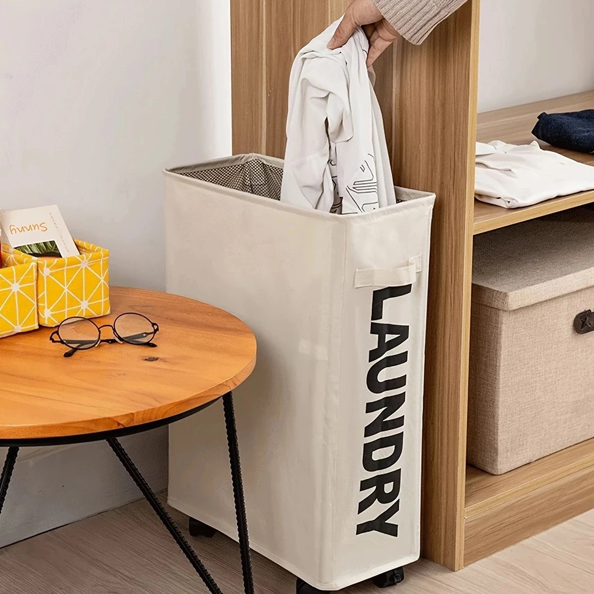 1pc - Large Waterproof Laundry Basket with Pulleys - Foldable, Multi-Purpose Storage for Bathroom, Laundry Room & Dorms