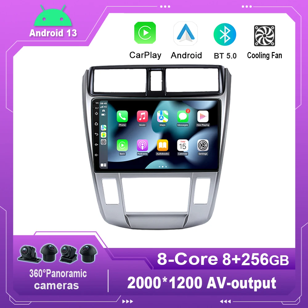 

9 Inch Android 13.0 Car Radio Multimedia Video Player Navigation For Honda City 2008-2014 GPS Carplay No 2din 2 din dvd