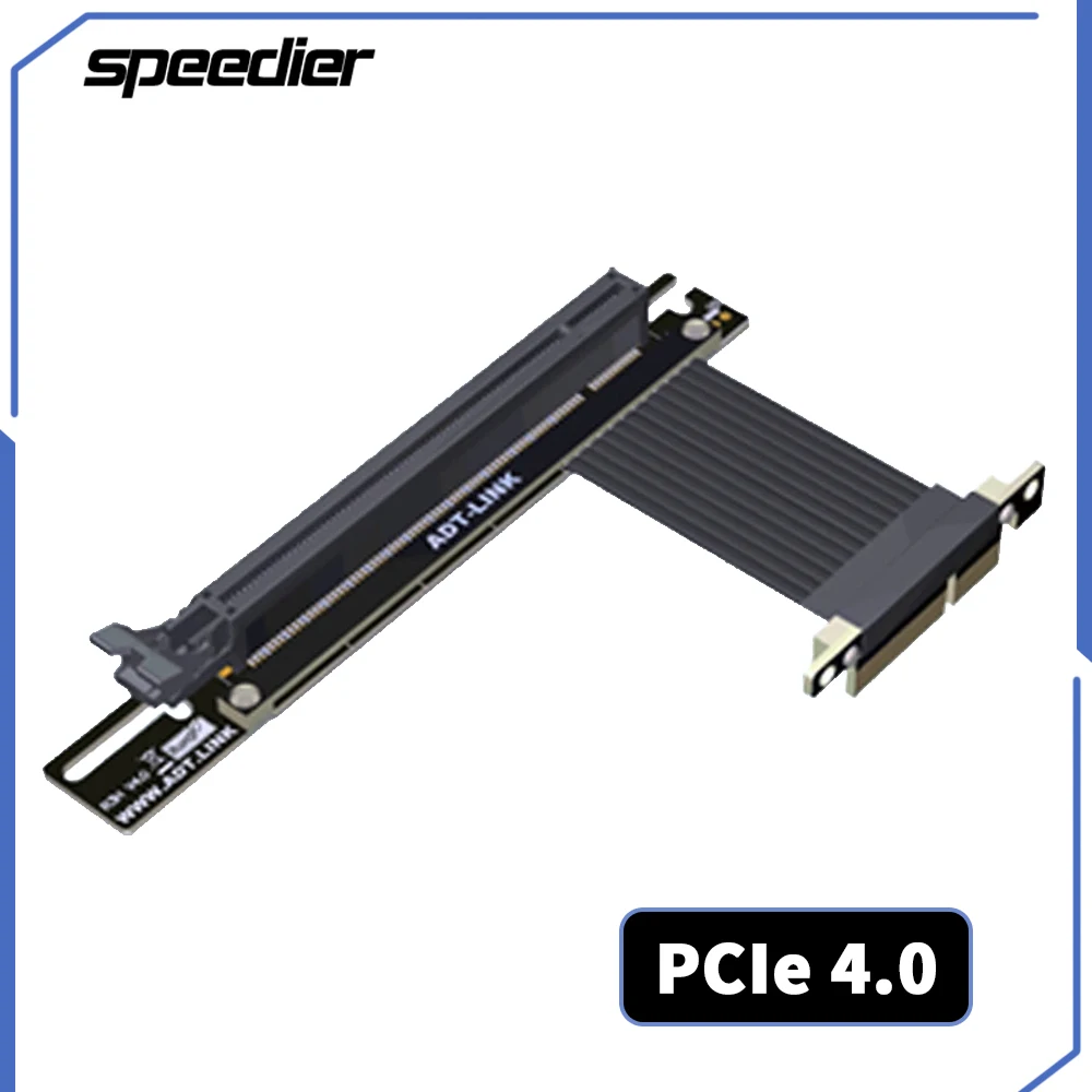 

Dual 90 Degree Right Angle PCI-E 4.0 X4 To X16 Extension Cable R23SL-TL 64G/bps PCIe 3.0 4x 16x Riser Card Ribbon Extender