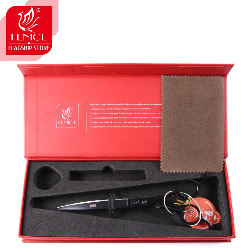 Dog Grooming Scissors Fenice professional 7 inch curved cutting serration scissors blade with saw pet scissors for dog grooming shears makas tijeras dog grooming scissors,dog grooming scissors kit