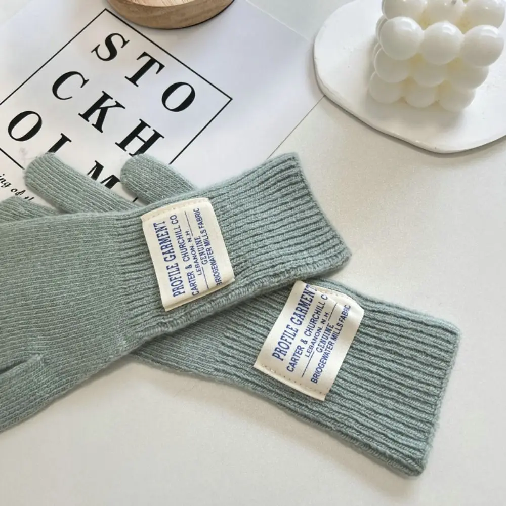 Keep Warm Knitted Gloves Fashion Cold Proof Windproof Touch Screen Gloves Pure Color Long Wrist Full Finger Gloves Winter