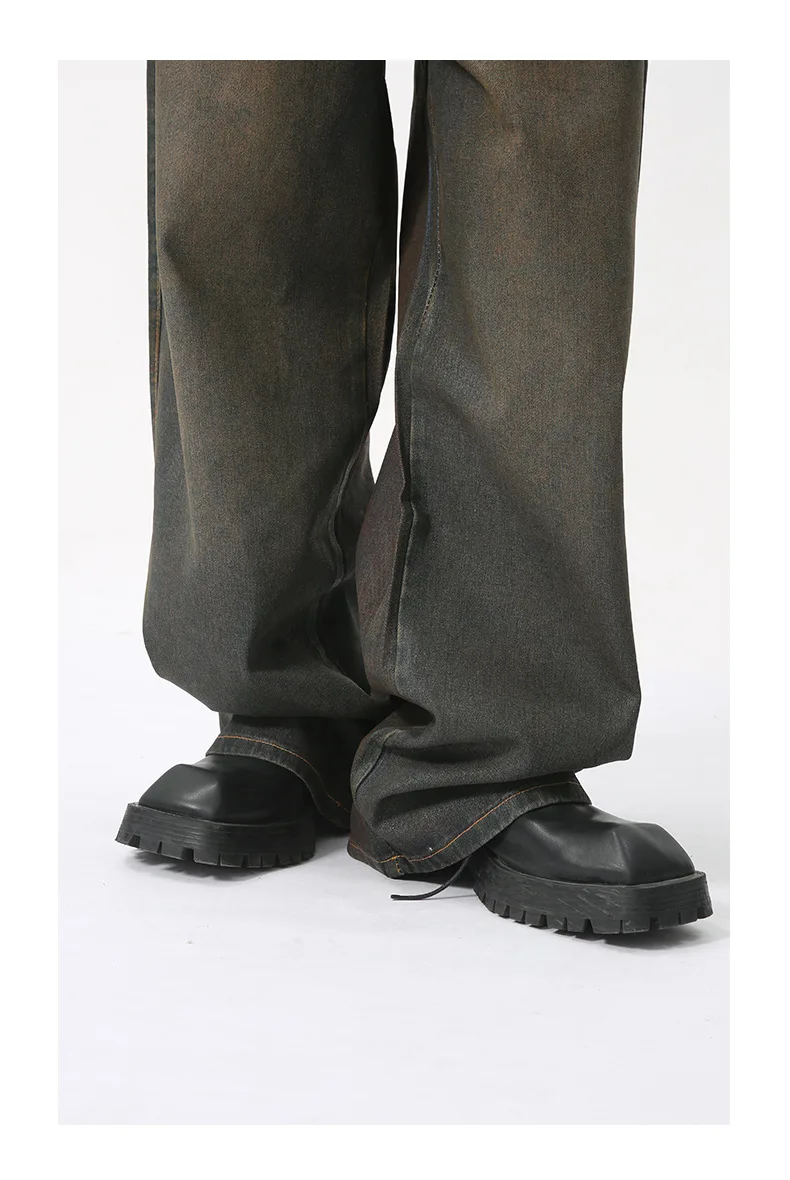 Description Picture 5 of itemNOYMEI Distressed Denim Pants Vintage Style Temperament Straight Wide Leg Jean Men's 2024 Spring New Trousers Trendy WA4432