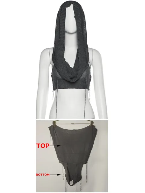 BOOFEENAA Hooded Sleeveless Knitted Sweater Vest Streetwear Fashion Sexy Y2k Crop Top Autumn Clothes Women 2022 C71-CE17 6