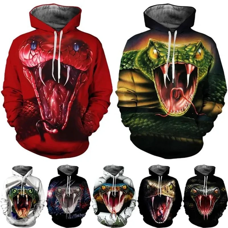 New-Fashion-Men-s-Women-3d-Snake-Print-Hoodie-Personality-Creative ...