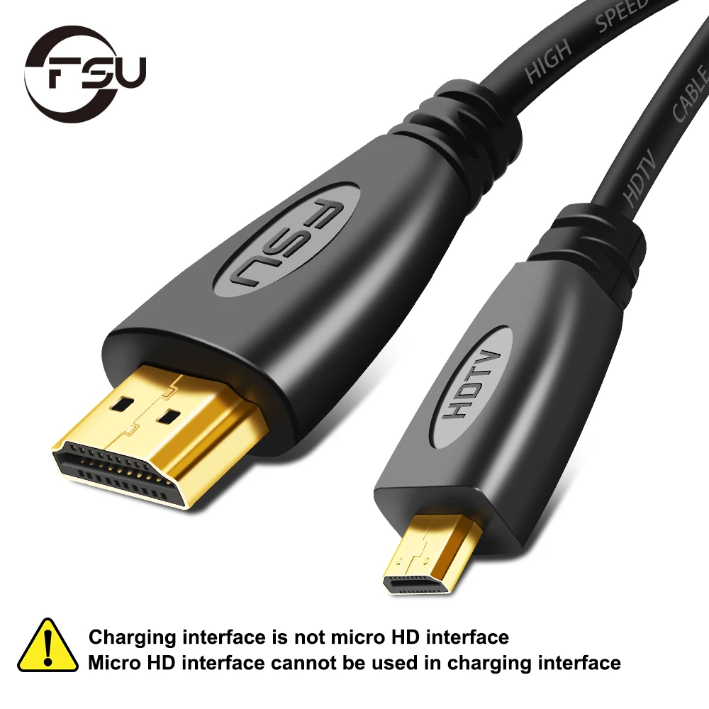 FSU 1m 1.5m 3m 5m Micro HDMI-compatible To HDTV Cable 1080P 3D HD 1.4 Gold Plated Male To Male Line for Tablet HDTV Projector