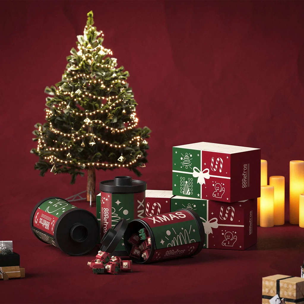 80레트로스 x HMX XMAS 스위치 리니어 40g HMX P3 PA66 T2 3.8MM 커스텀 스위치 딥 보이스 레트로 아티스틱 기계식 키보드 스위치
