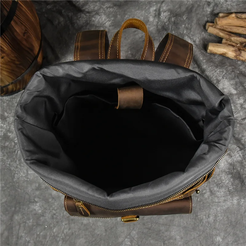 Leather College Backpack For Men