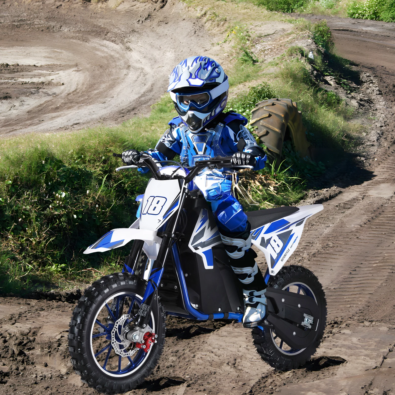 Dirt Bike, Kids Electric Motocross Bike, Off Road Mini Motorcycle, Electric Pocket Motorbike with High-Performance Motor