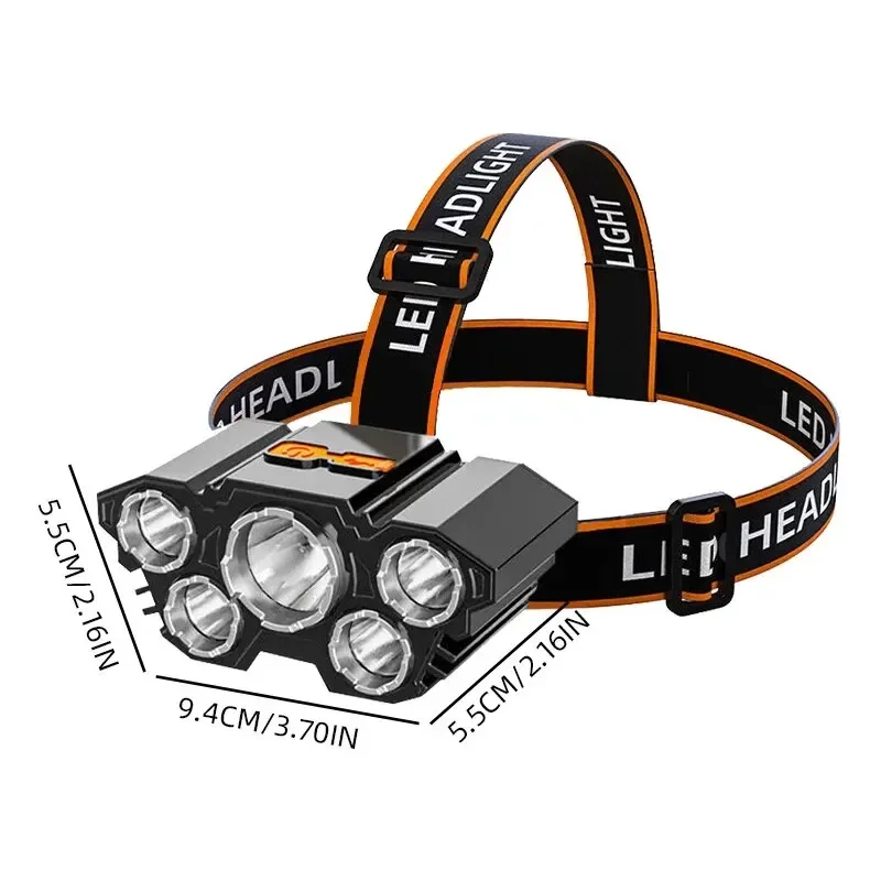 Rechargeable LED Headlamp Flashlight, High Power LED Flashlight, Cool Camping Gear Torch, Ultra Powerful Rechargeable Headlight 6