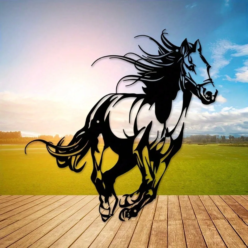 Elegant Black 3D Horse Metal Wall Art - Modern Farmhouse Décor