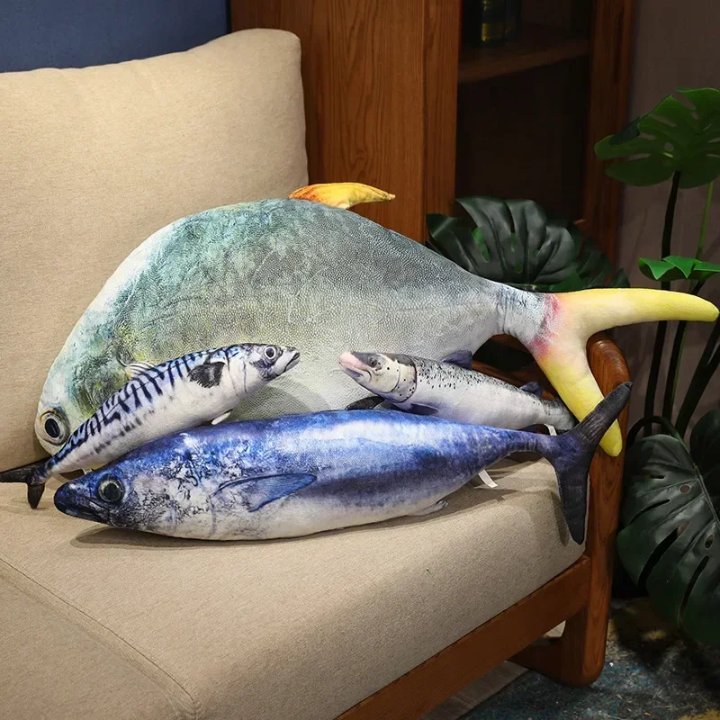 3D Simulation Fisch Plüsch Spielzeug Gefüllte Thunfisch Lachs Herbst Saury Grouper Plüsch Kissen Kreative Sofa Kissen Kissen Geschenk Kinder Spielzeug – Detail 4