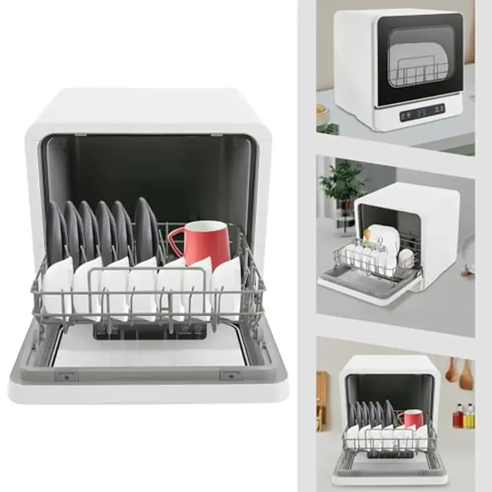 4.8L Portable Mini Dishwasher 110V Compact Countertop Dishwasher Deep Clean Efficient Operation Eco-friendly White 5
