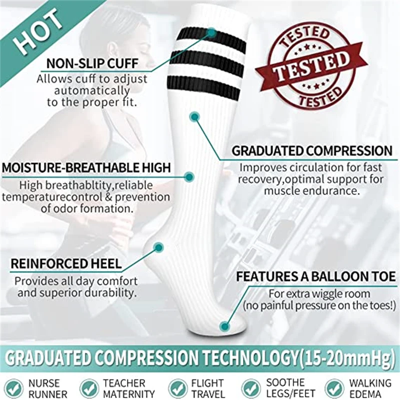 Running Compression Socks Soccer Stockings 20-30 Mmhg Men Women Sports Socks For Marathon Cycling Football Varicose Veins compression socks running socks