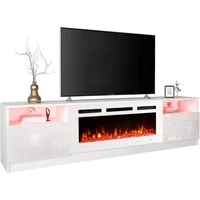 Fireplace TV Stand with Electric Fireplace, Entertainment Center with 16 Color Led Lights and 12 Flame Fireplace Insert Heater 1